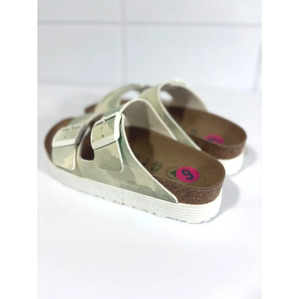 Papillio Birkenstock Arizona Vegan Platform Sandals Sage Green Camo 37 US 6